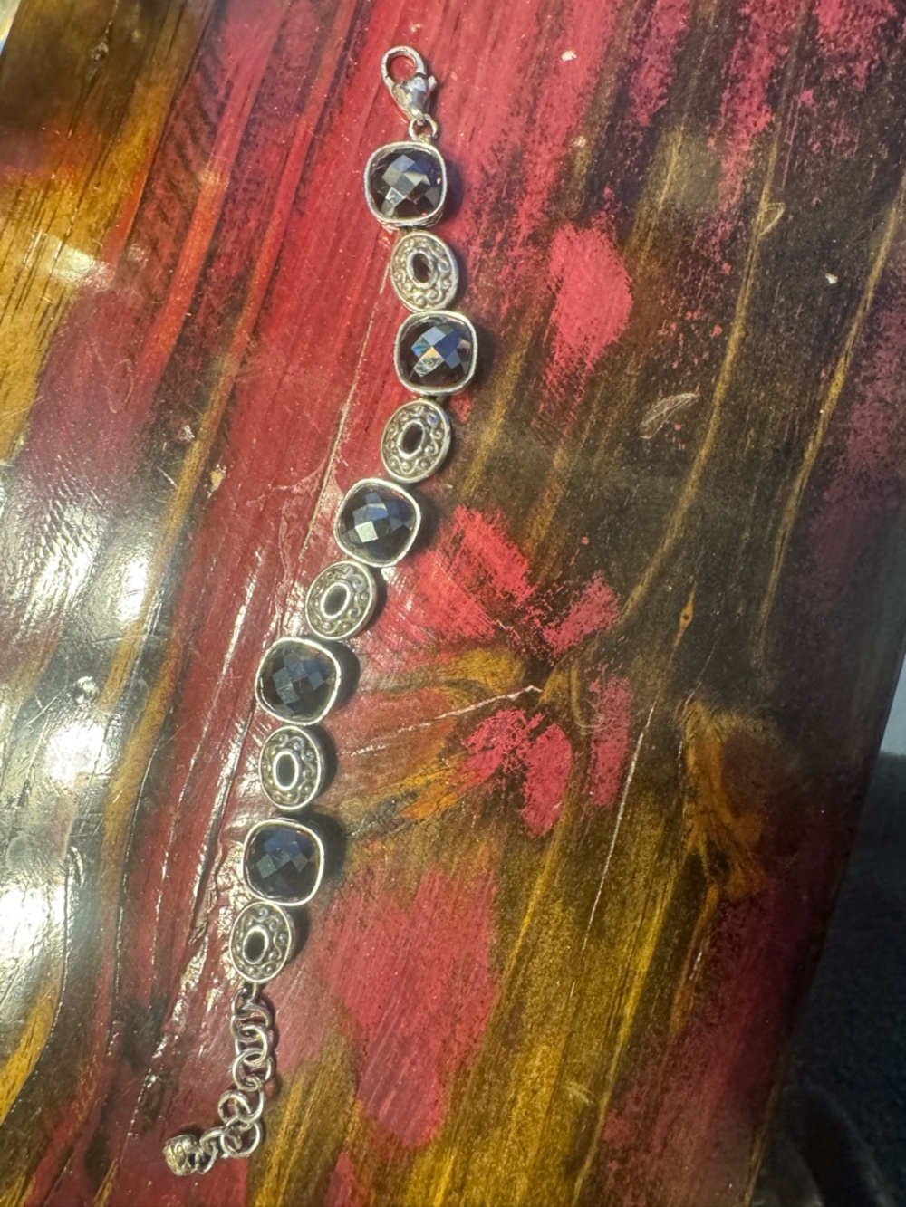 Brighton Silver-Tone Bracelet with Black Faceted Crystals